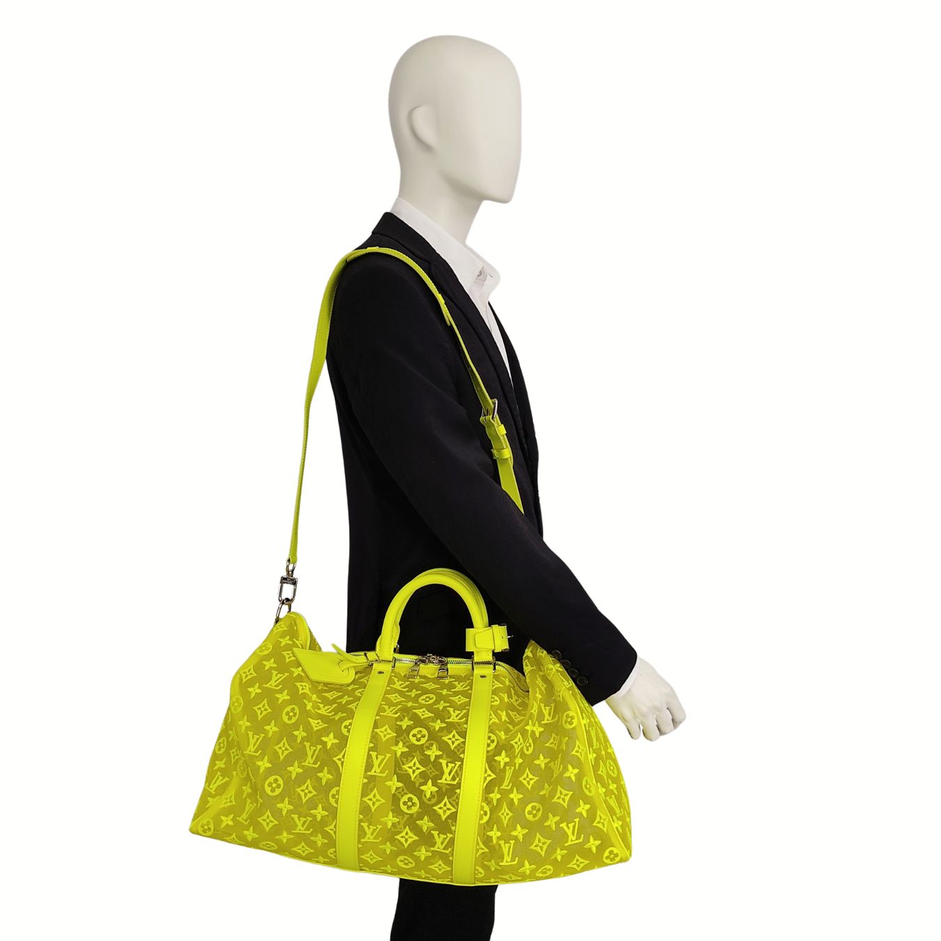 Louis Vuitton Keepall 50 travel bag with shoulder strap in fluo yellow  canvas Cloth ref.847853 - Joli Closet