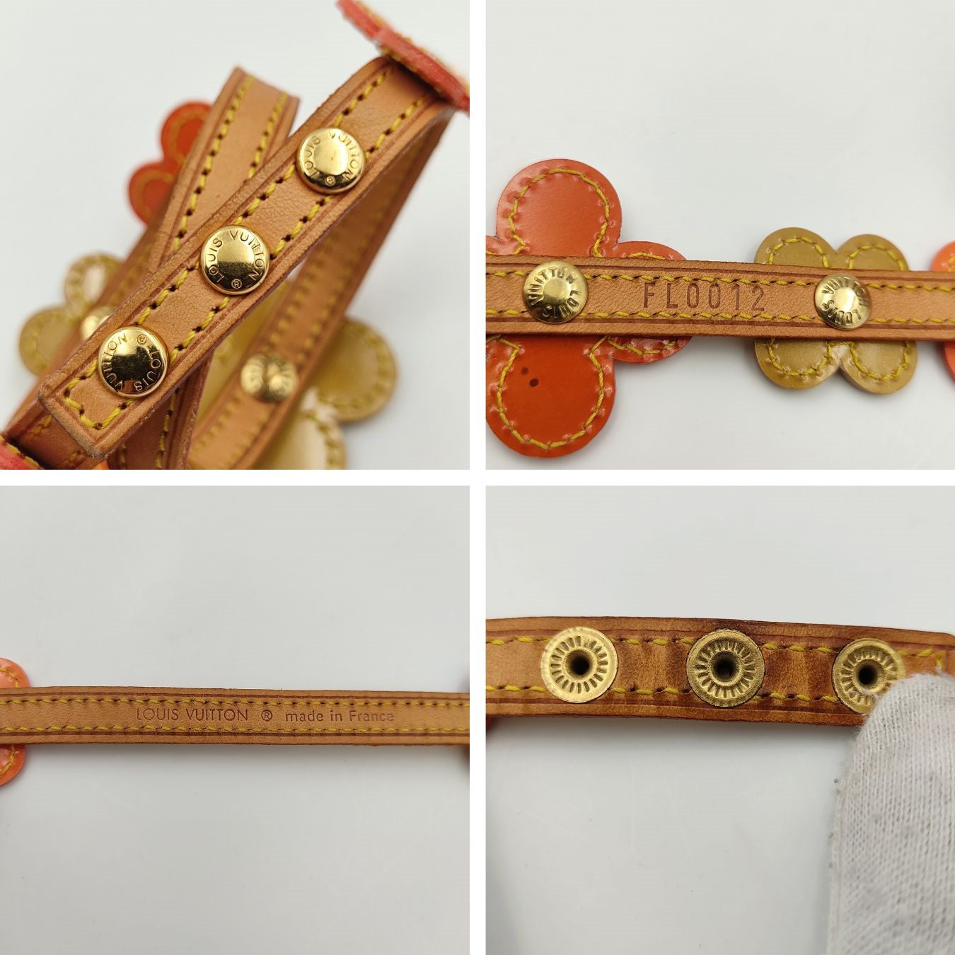 LOUIS VUITTON Patent Fleur Leather Bracelet 50530