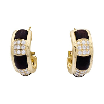 BOUCHERON gold earrings, Les Plurielles, wood and diamonds.