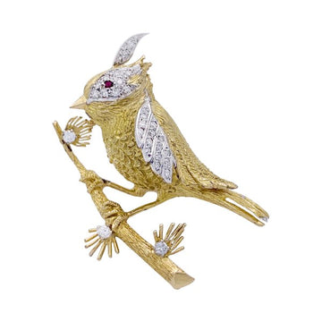 BOUCHERON gold and platinum Oiseau sur sa branche brooch.