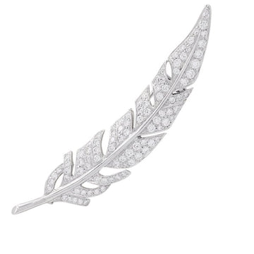 BOUCHERON white gold and diamonds Feather brooch.