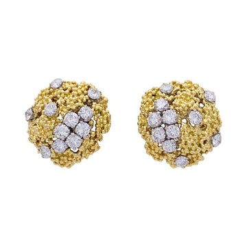 BOUCHERON vintage gold, platinum and diamonds earrings.