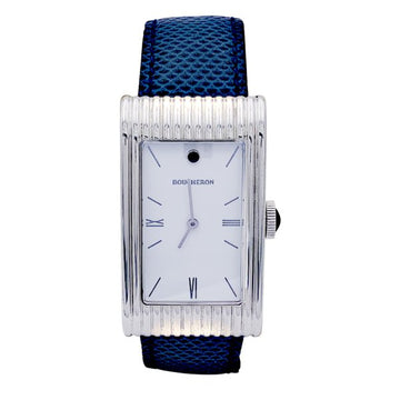 BOUCHERON steel and leather watch, Reflet Large collection.