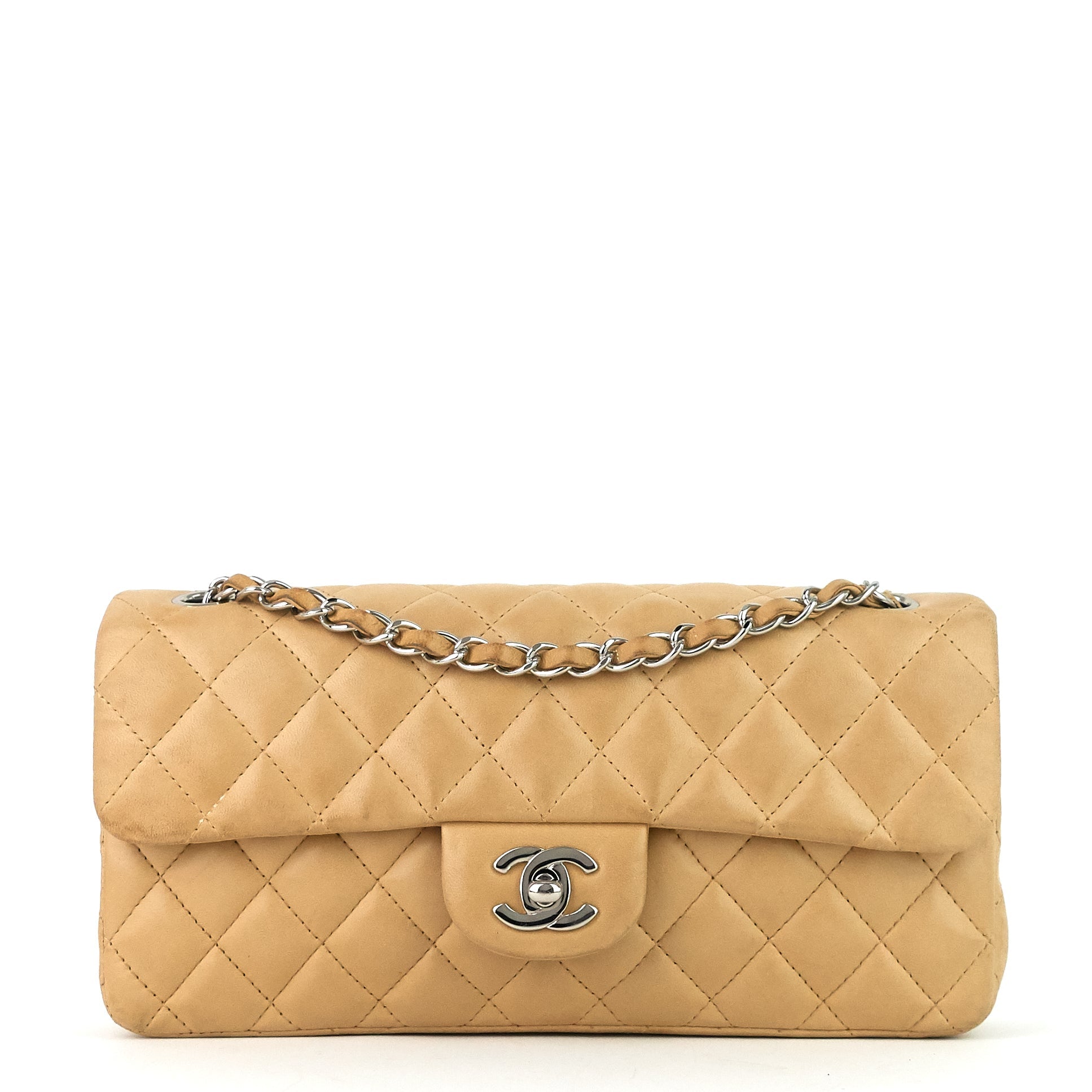 Chanel East West Quilted Lambskin Flap Bag