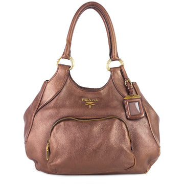 PRADA Front Pocket Leather Tote Bag