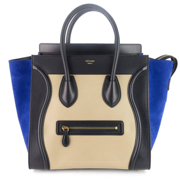 CELINE Luggage Mini Tricolour Leather and Suede Bag
