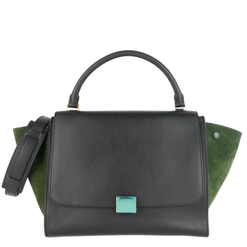 CELINE Trapeze Calfskin Leather and Suede Bag