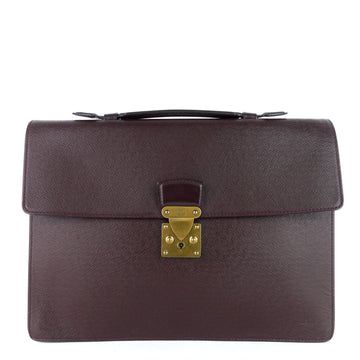 LOUIS VUITTON Serviette Kourad Taiga Leather Briefcase Bag