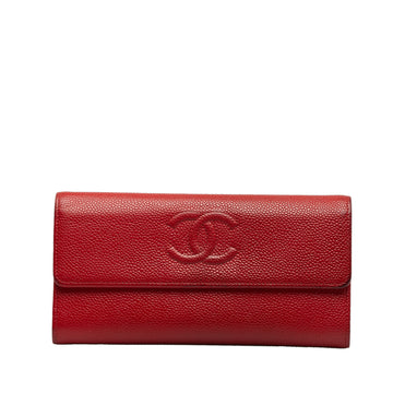 CHANEL CC Caviar Leather Long Wallet Long Wallets