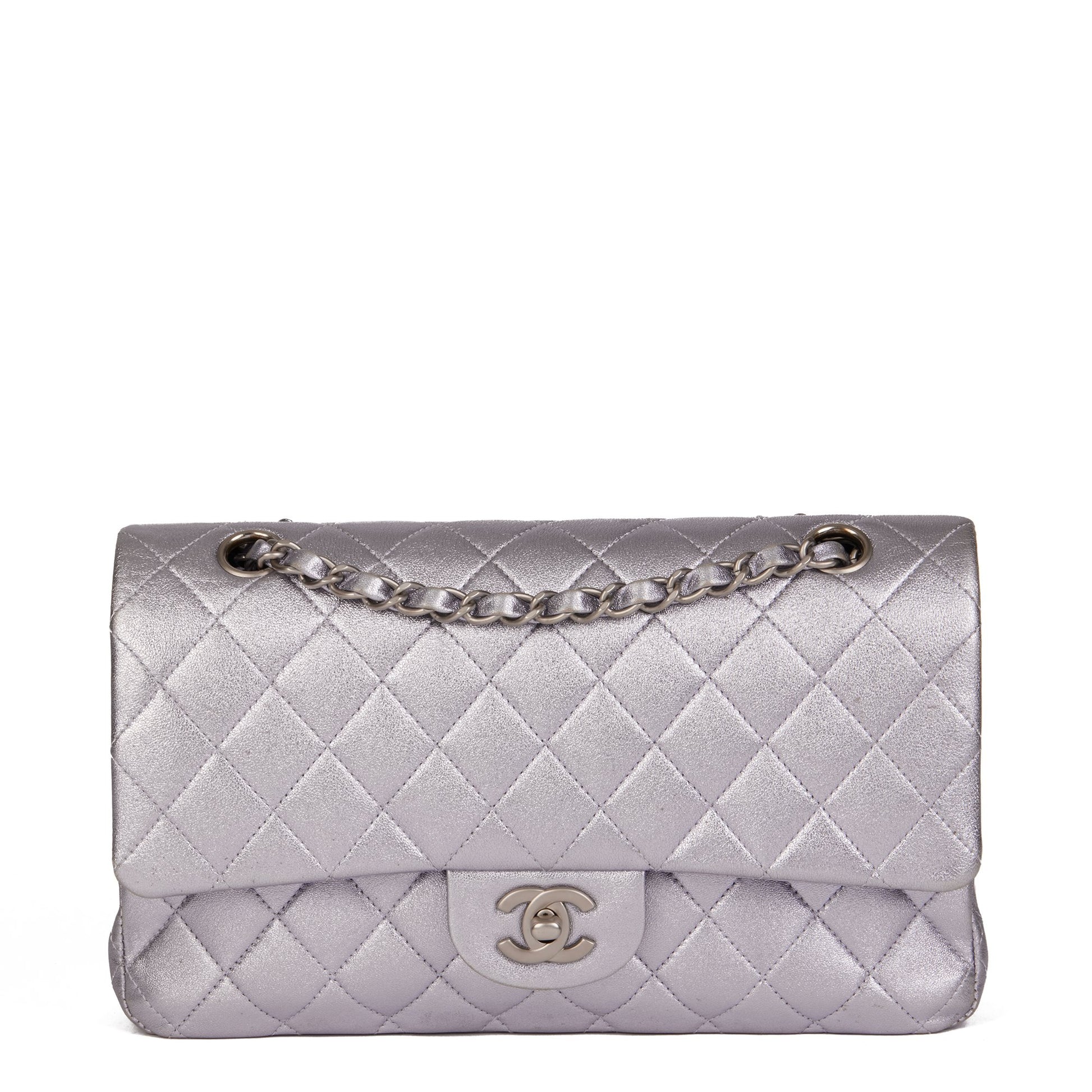Sold at Auction: Chanel Purple 'Caviar' Leather Double Flap Bag