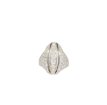 750 white gold ring paved with brilliant-cut and baguette-cut diamonds