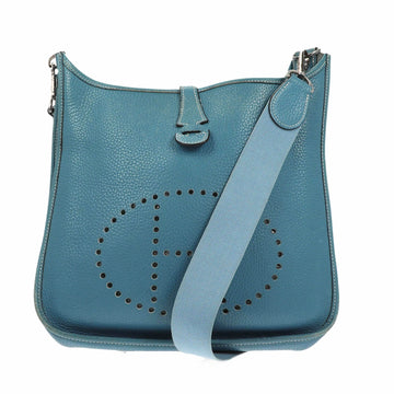 HERMES Evelyne II Shoulder Bag in Blue Leather