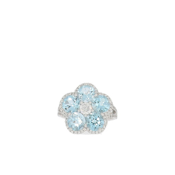750 white gold flower ring set with topazes enhanced with brilliant-cut diamonds
