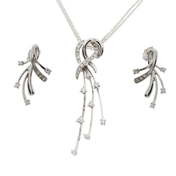 DD GIOIELLI necklace and earrings parure in 18k white gold and diamonts