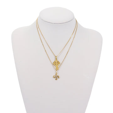 Necklaces made of two Cross pendants and two 750 yellow gold Gourmette chains