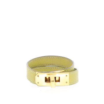HERMES Double Tour Bracelet in Green Leather