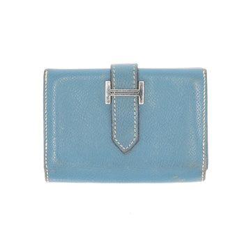 HERMES Bearn Wallet in Blue Leather