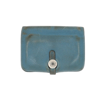 HERMES Dogon Wallet in Blue Leather
