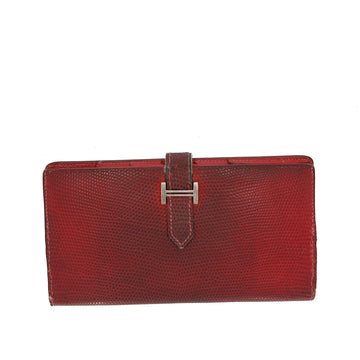 HERMES Bearn Wallet in Red Leather