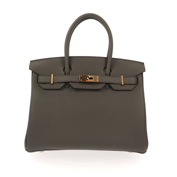 HERMES Birkin 30 Handbag in Etain color leather and Rose gold hardware
