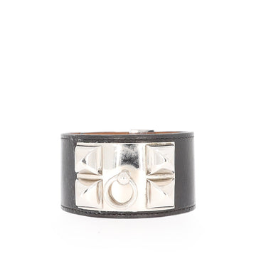 HERMES Collier De Chien Bracelet in Black Leather