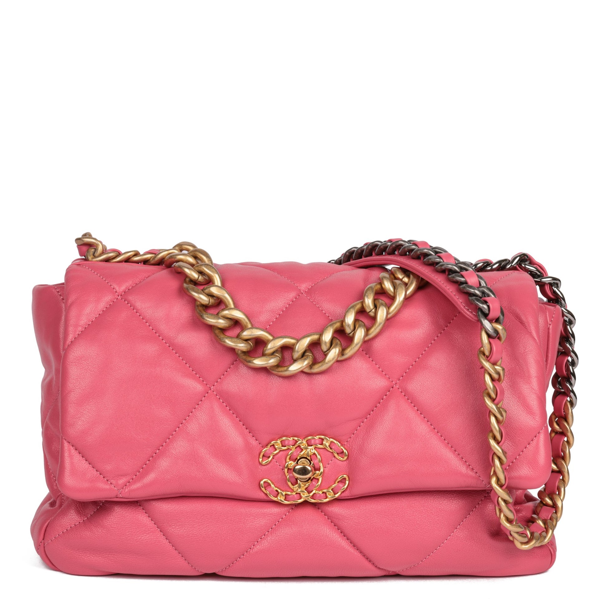 Chanel Pink Quilted Lambskin Large 19 Flap Bag