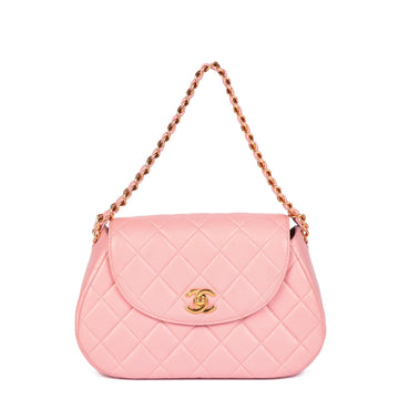 Chanel Pink Quilted Lambskin Leather Small Top Handle Classic Single Flap Bag Top Handle Bag
