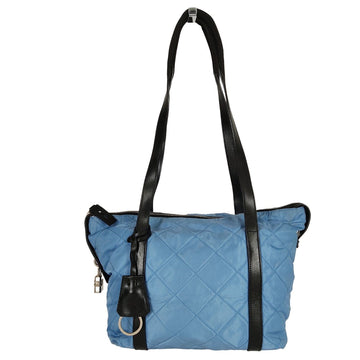 PRADA matelasse shoulder bag in light blue nylon