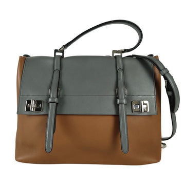 PRADA business bag with two-tone leather shoulder strap