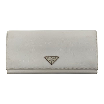 PRADA Saffiano long wallet in white leather