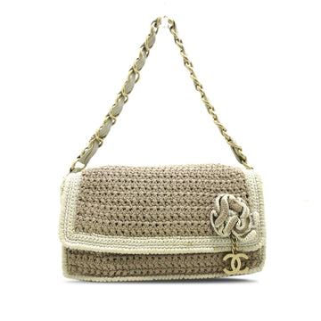 CHANEL Crochet Camellia Flap Shoulder Bag