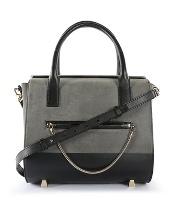 ALEXANDER WANG Grey/Black Suede & Leather Chastity Large Satchel Bag