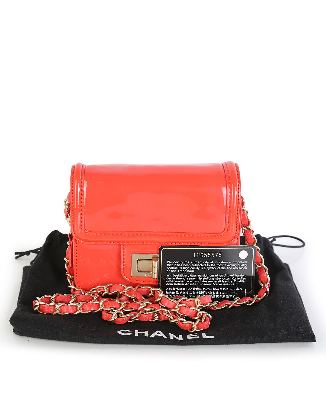 CHANEL Coral Patent Leather Mini Square Reissue Crossbody Bag