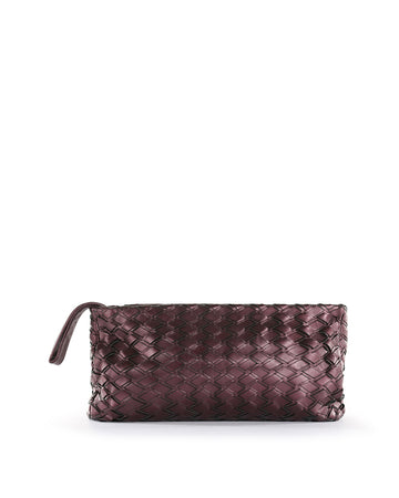 MIU MIU Purple Leather Woven Large Clutch Bag