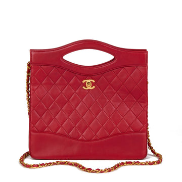 Chanel Red Quilted Lambskin Vintage Classic Shoulder Bag