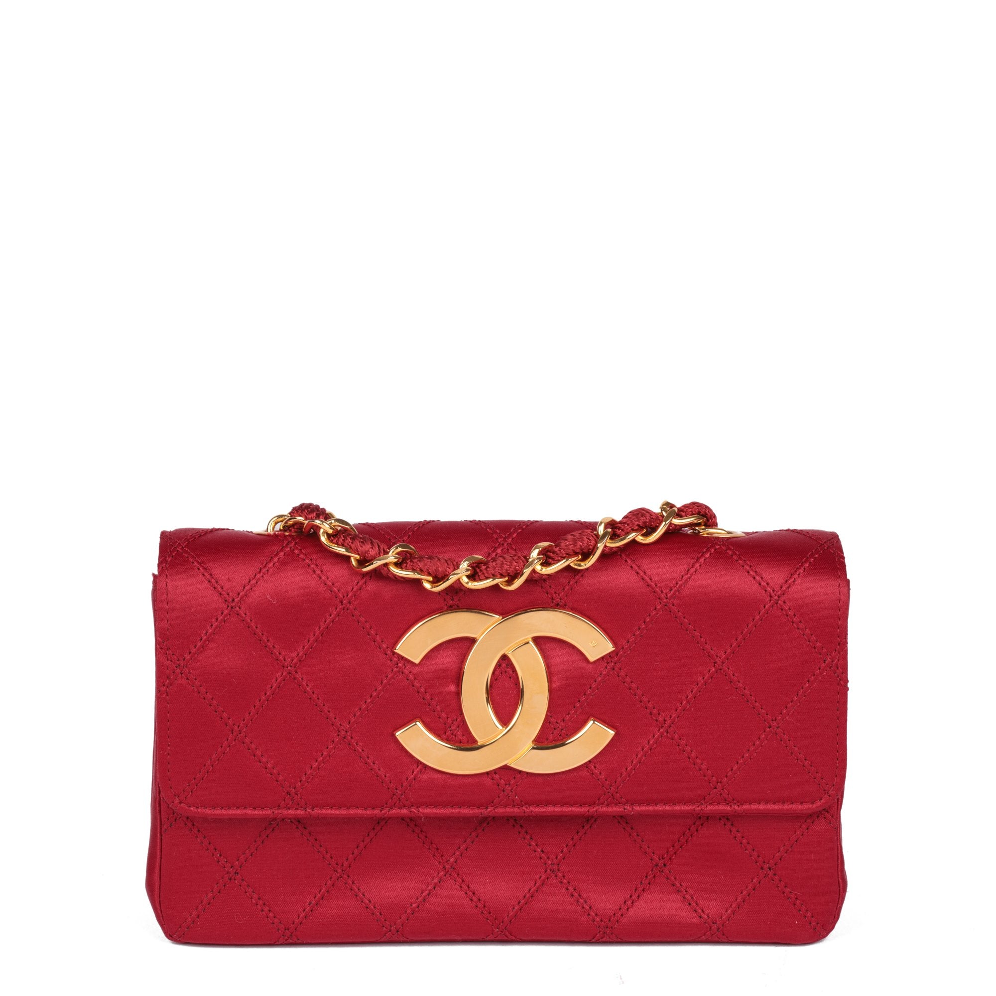 Great condition rare vintage chanel mini square in red satin and