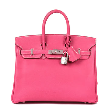 Hermes Rose Tyrien & Rubis Epsom Leather Candy Collection Birkin 25cm Retourne Tote