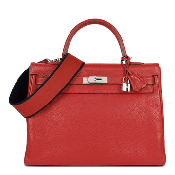 Hermes Rouge Casaque Togo Leather Amazone Kelly 35cm Retourne Shoulder Bag
