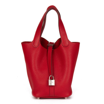 Hermes Rouge Casaque Togo Leather Picotin Lock 18 Tote