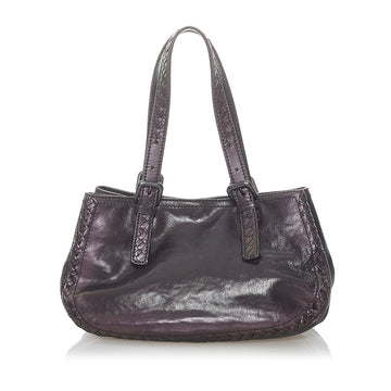 Bottega Veneta Intrecciato-Trim Leather Shoulder Bag
