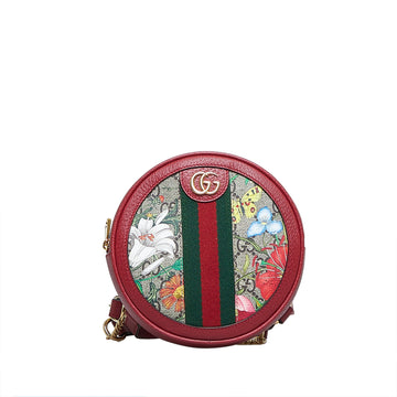 GUCCI GG Supreme Flora Ophidia Round Backpack Red
