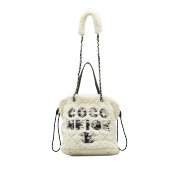 CHANEL Shearling Coco Neige Tote Satchel