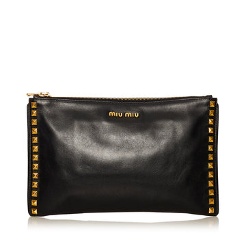 Miu Miu Studded Leather Clutch Bag