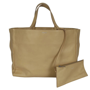SAINT LAURENT Saint Laurent tote shopper bag with pochette in beige leather