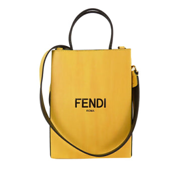 Fendi Logo Shopper Leather Satchel