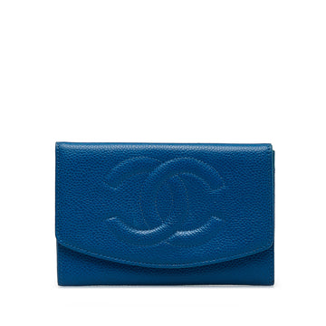 CHANEL CC Caviar Leather Wallet Long Wallets