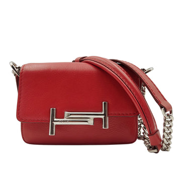 TODS Tod's Double T shoulder bag in red leather with chain