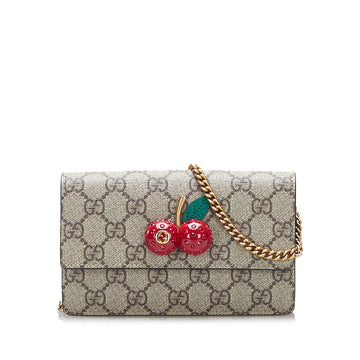 Gucci GG Supreme Cherry Wallet On Chain Crossbody Bag