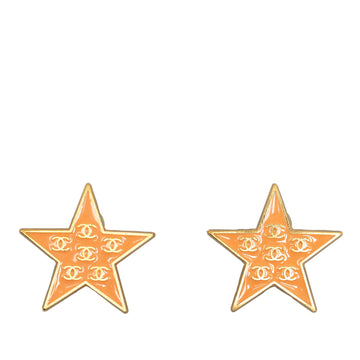 CHANEL Enamel CC Star Clip-On Earrings Costume Earrings