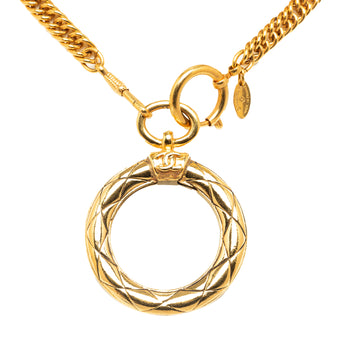 CHANEL Gold Plated Double Chain Loupe Magnifying Glass Pendant Necklace Costume Necklace